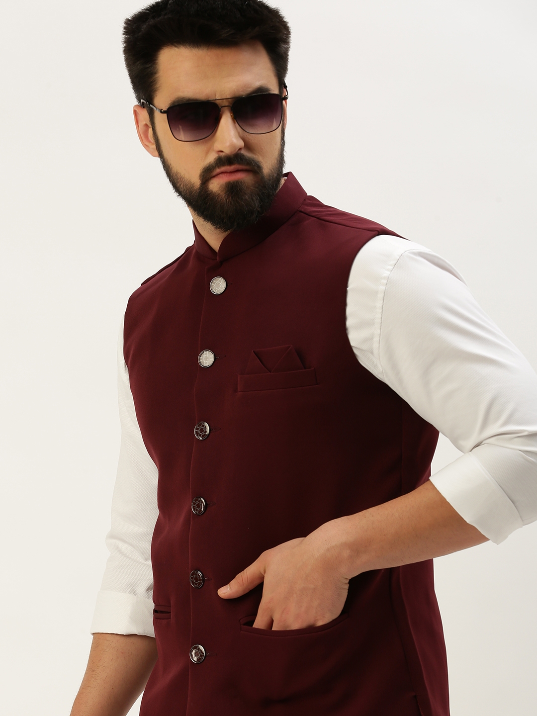 Buy Maroon 3-Piece Ethnic Suit for Men by Vastramay Plus Online | Ajio.com