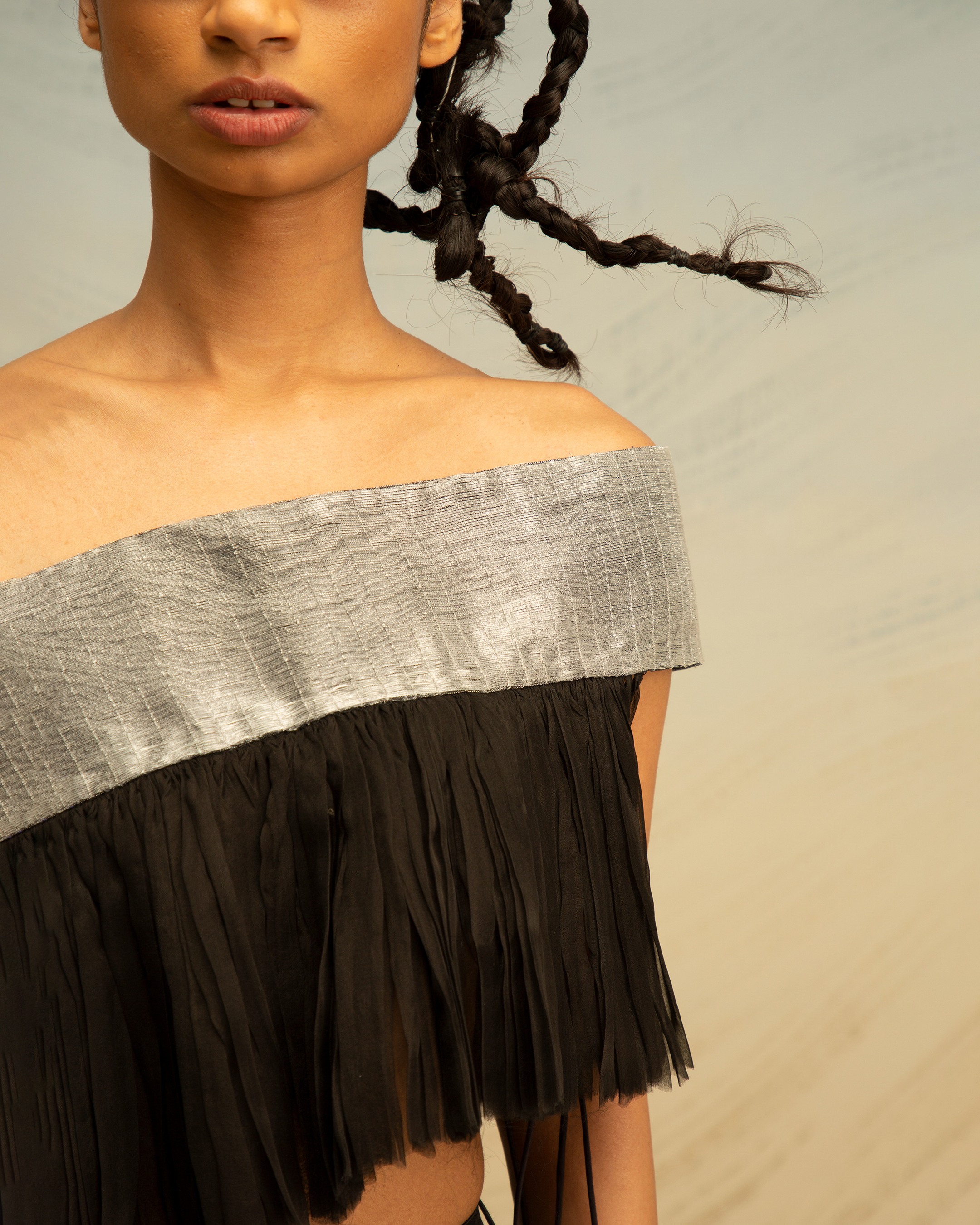 Glass Organza Off-Shoulder Top