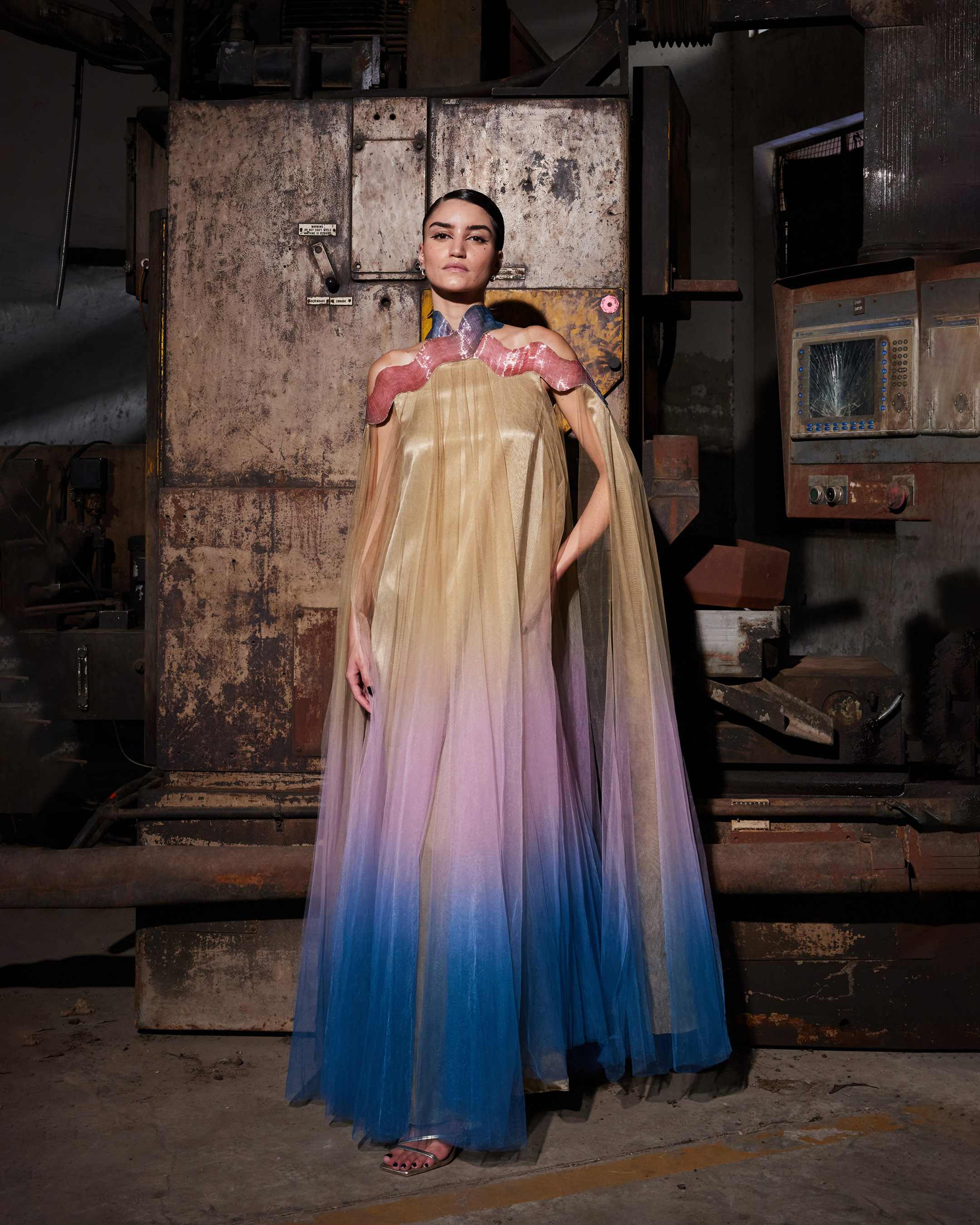 Gradient Glass Halter Kaftan