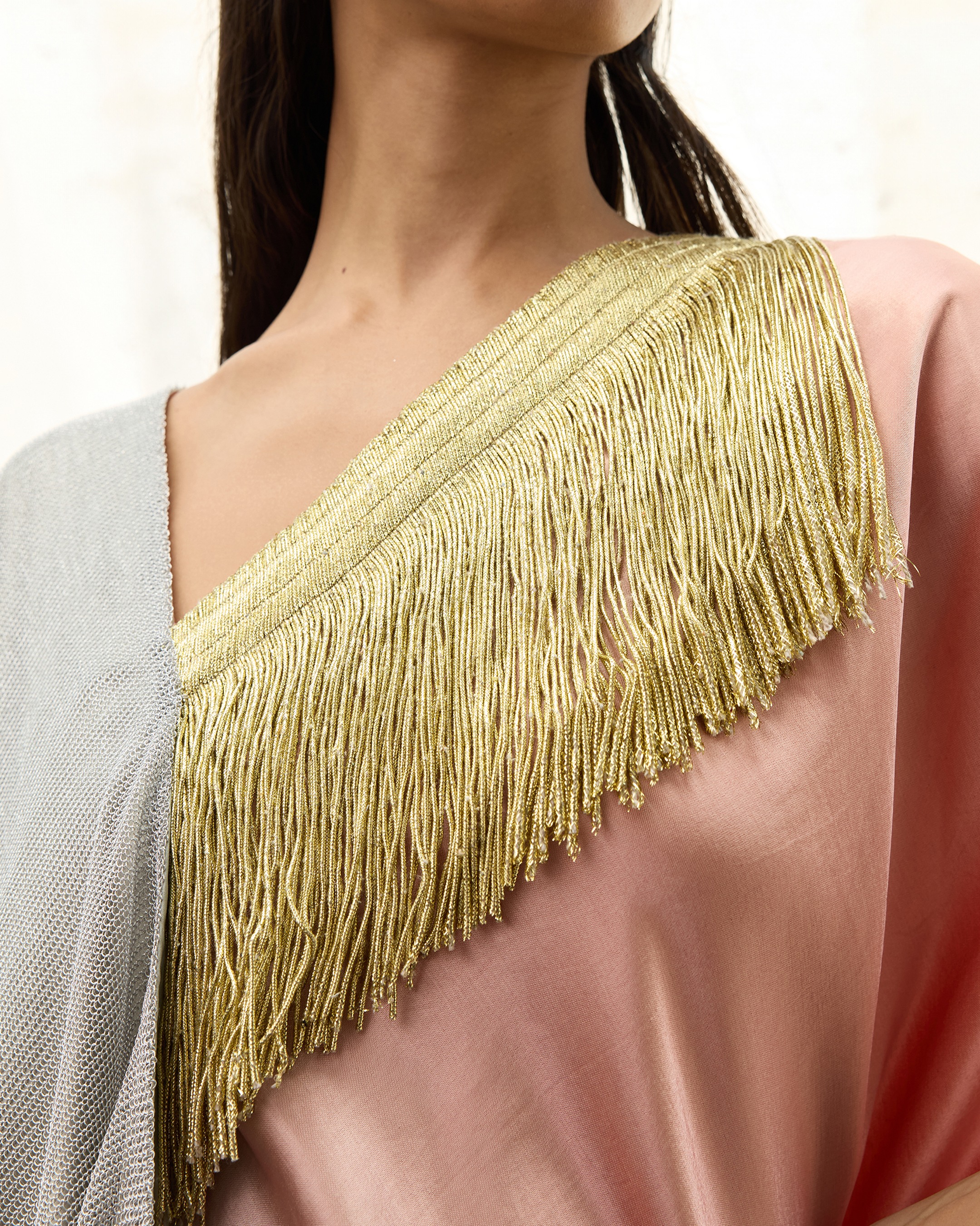 Metallic Mesh Asymmetric Kaftan