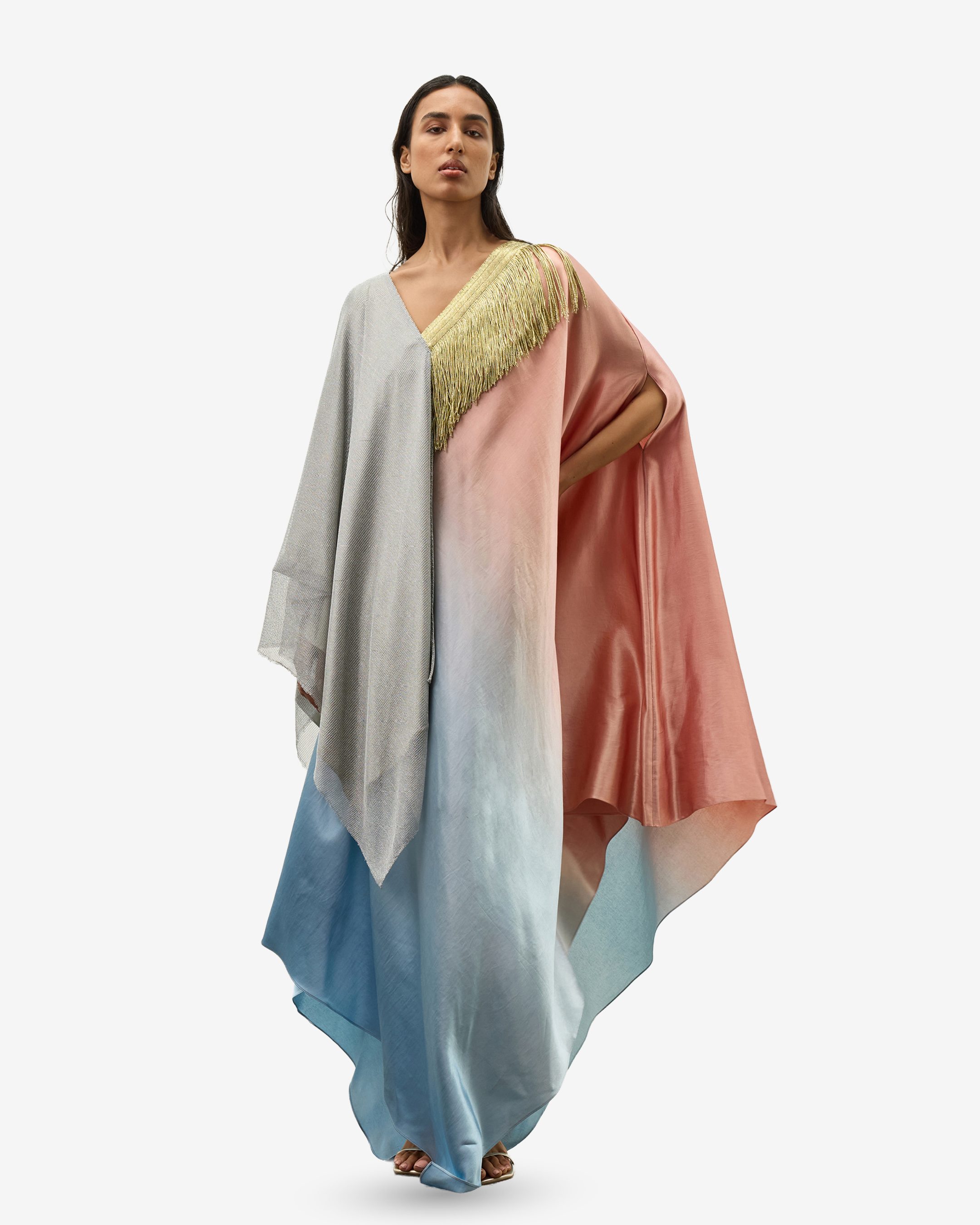 Metallic Mesh Asymmetric Kaftan