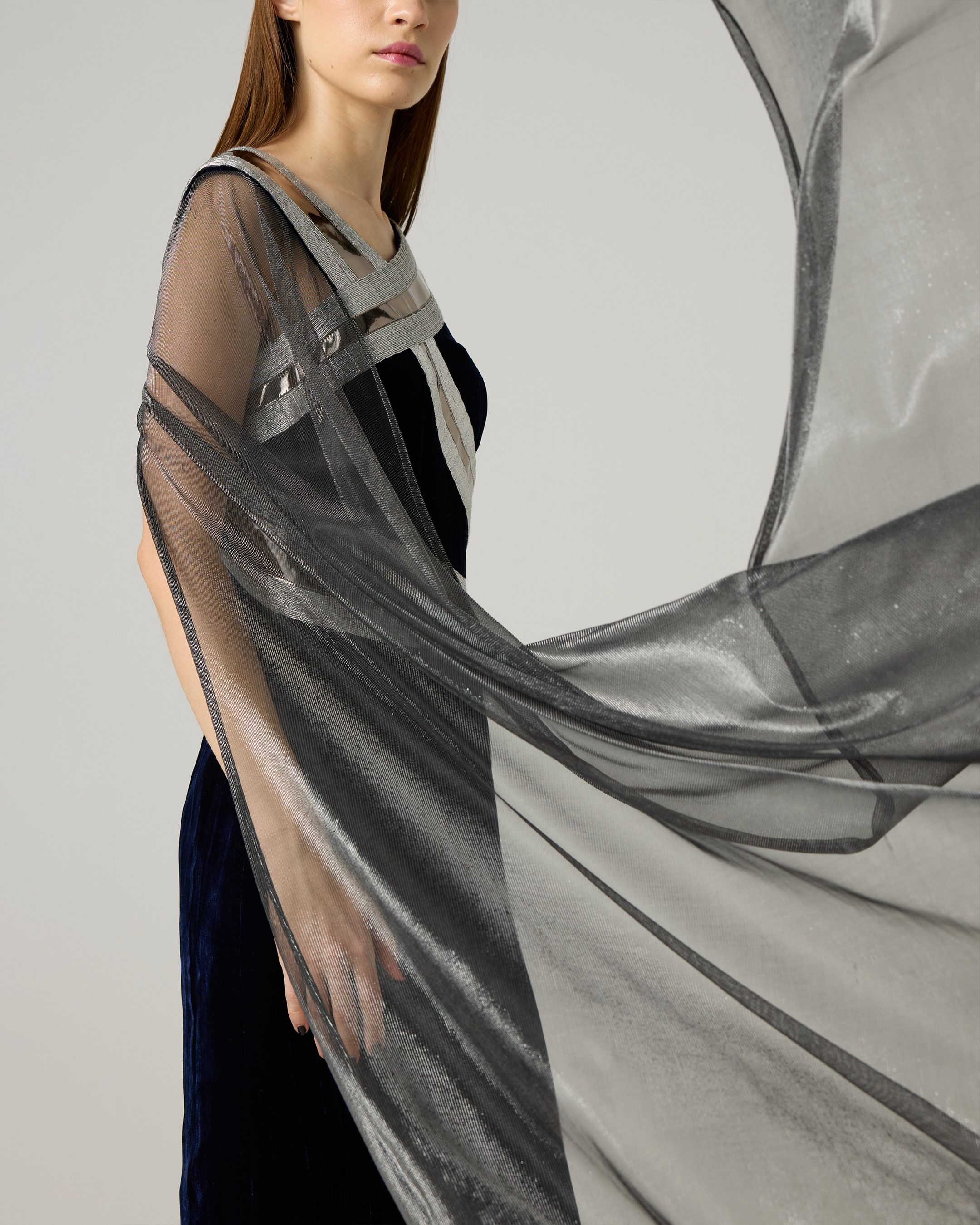 Metallic Tape Velvet Dress