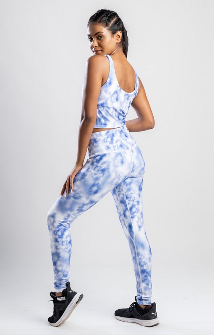 Women's Blue Tiedye Nylon Tracksuit