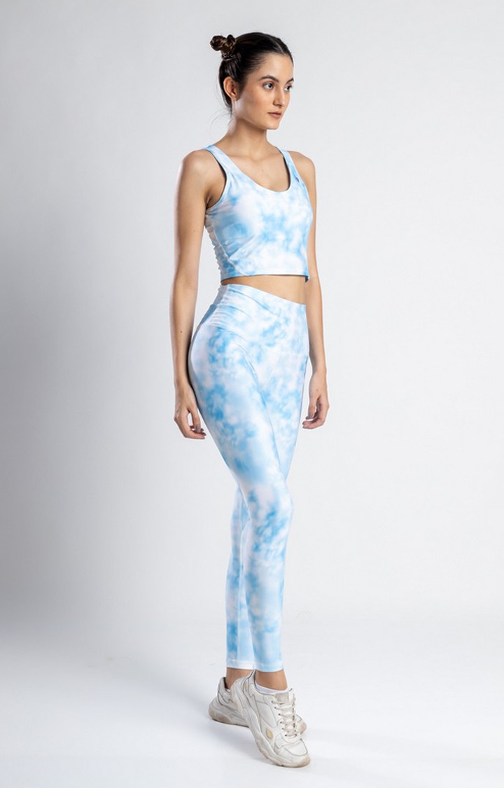 Women's Blue Tiedye Nylon Tracksuit