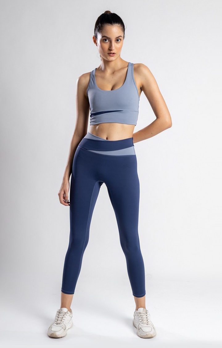 SKNZ Activewear | Women's Blue Solid Nylon Tracksuit