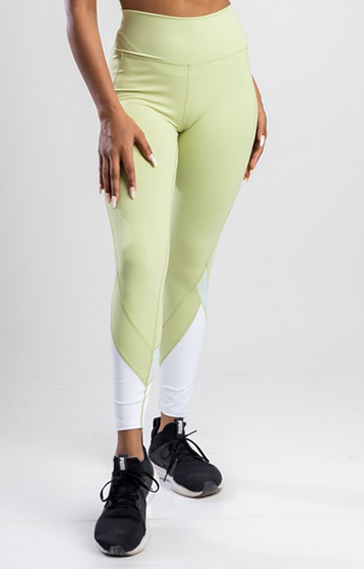 Women's Green Solid Nylon Activewear Legging
