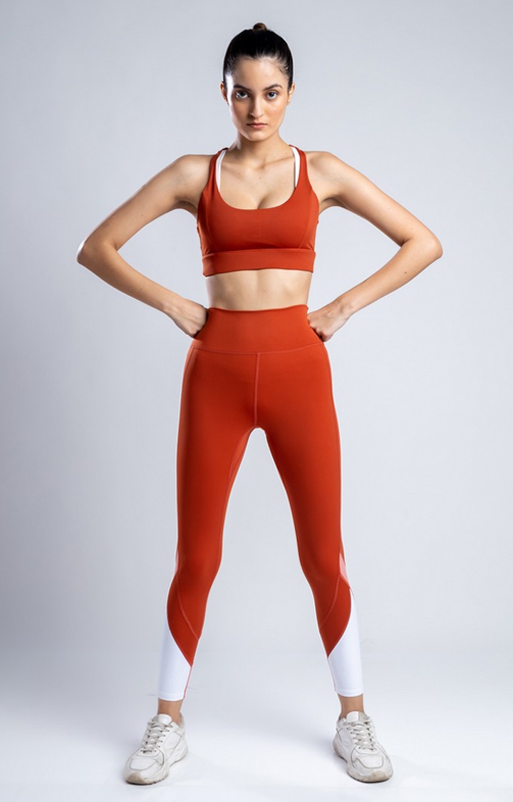 Women's Red Solid Nylon Tracksuit