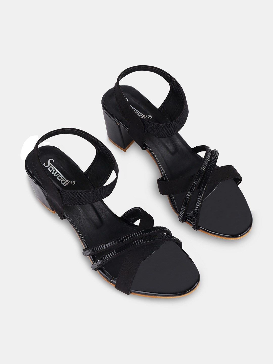 Chic Black Block Heel Sandals with Multiple Straps