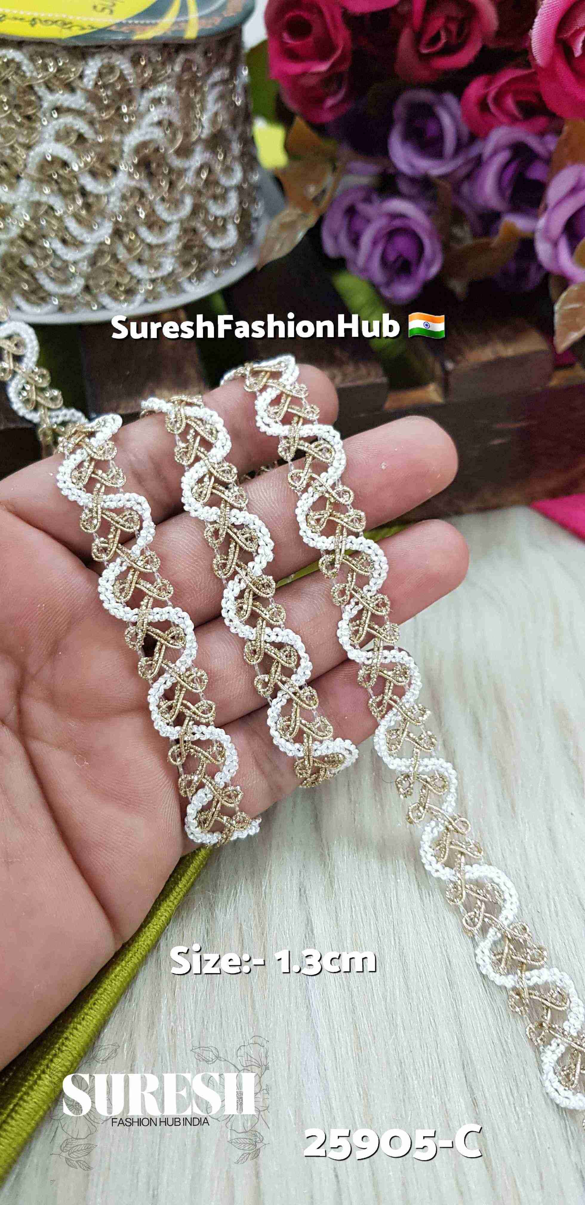 Pearl Edge Double-Side Dori Zari Lace – 25905-C