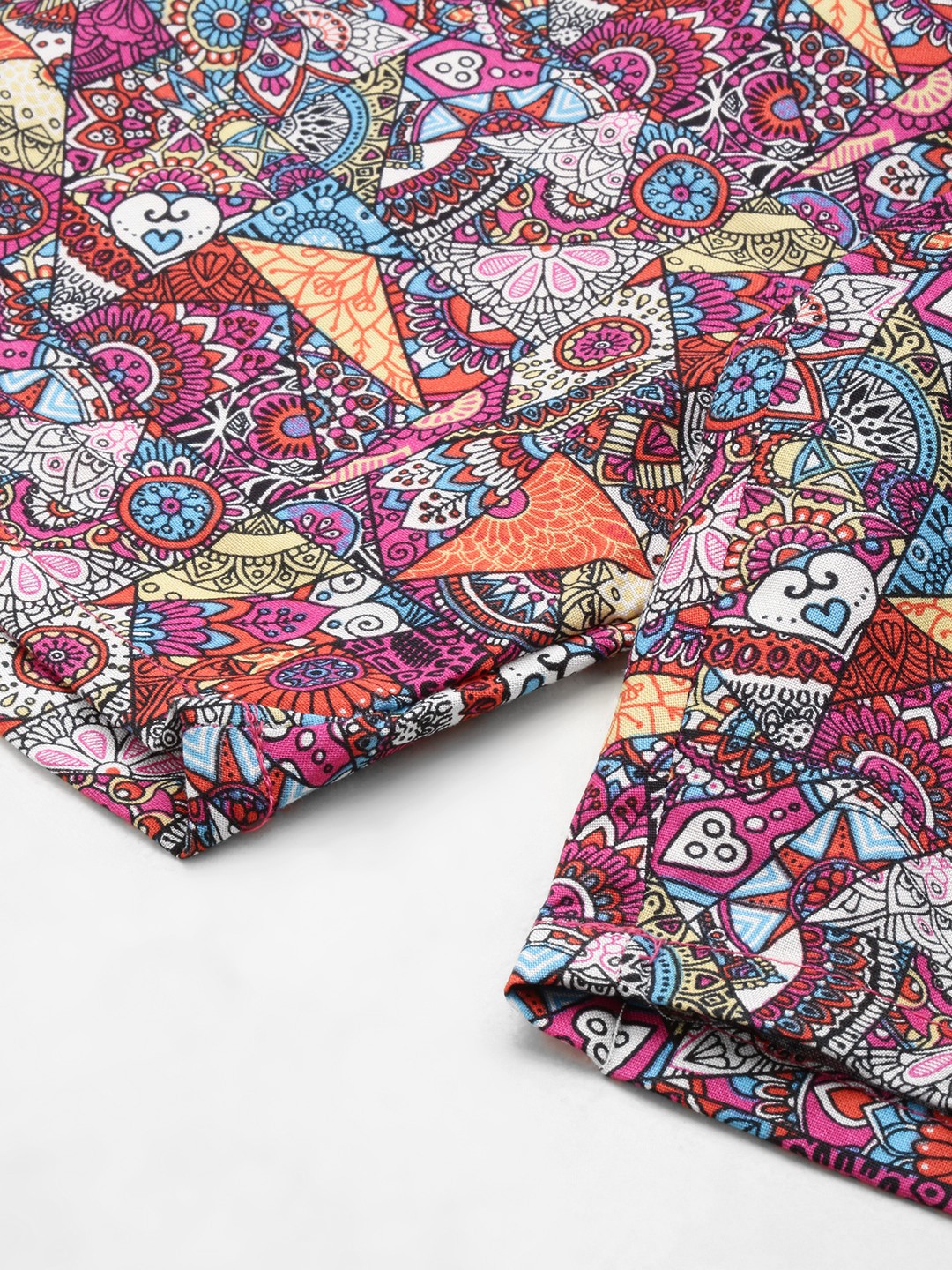 SHOWOFF Men's Shirt Collar Short Sleeves Printed Multi Co-Ords Set