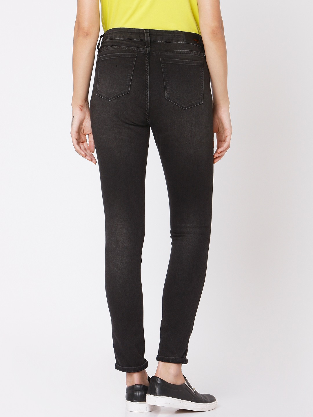 Women's Black Cotton Solid Skinny Jeans