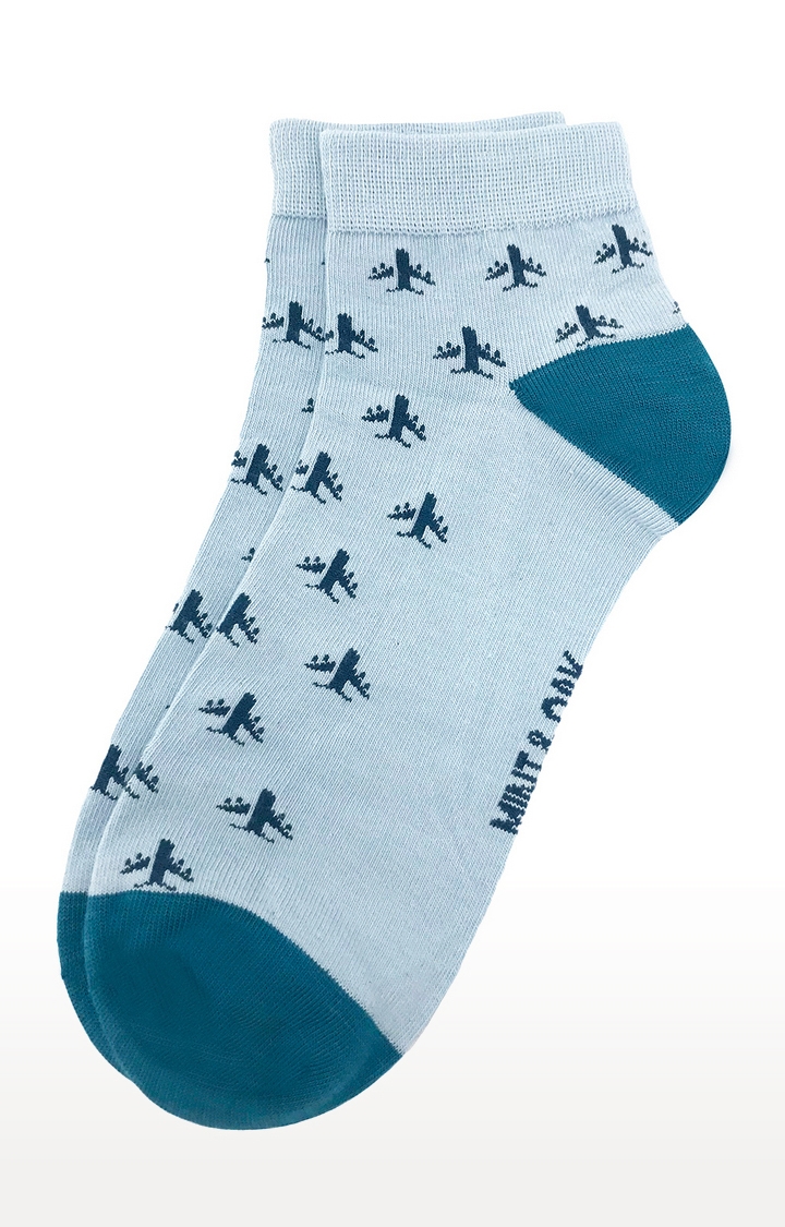Mint & Oak | Mint & Oak Fly Away Blue Ankle Length Socks for Men 1