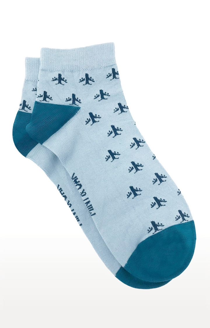 Mint & Oak | Mint & Oak Fly Away Blue Ankle Length Socks for Men 0
