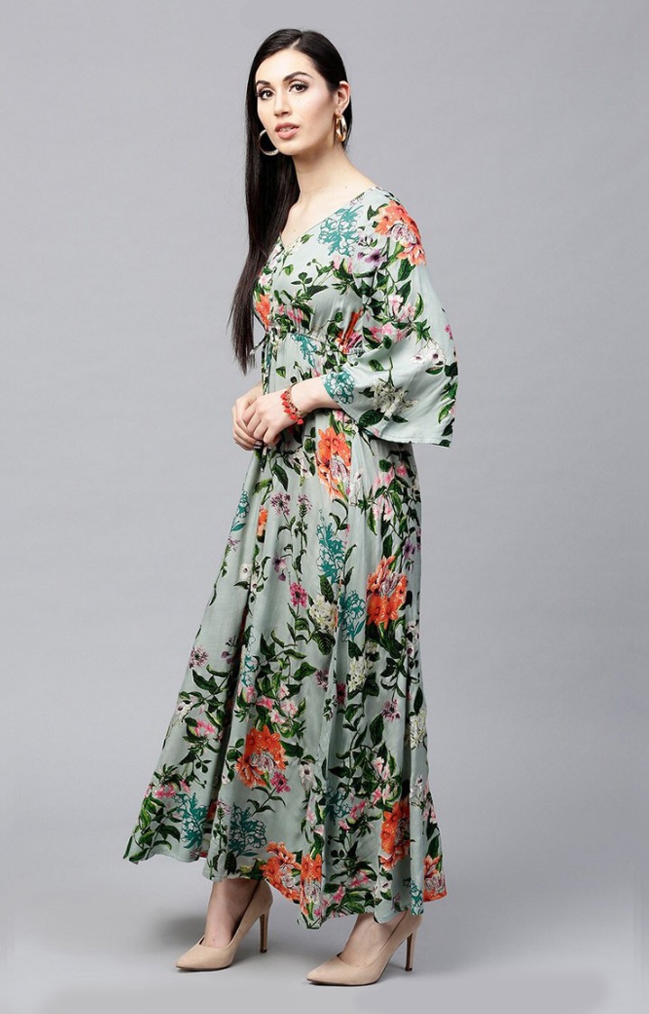 Light Blue Floral Maxi Dress 