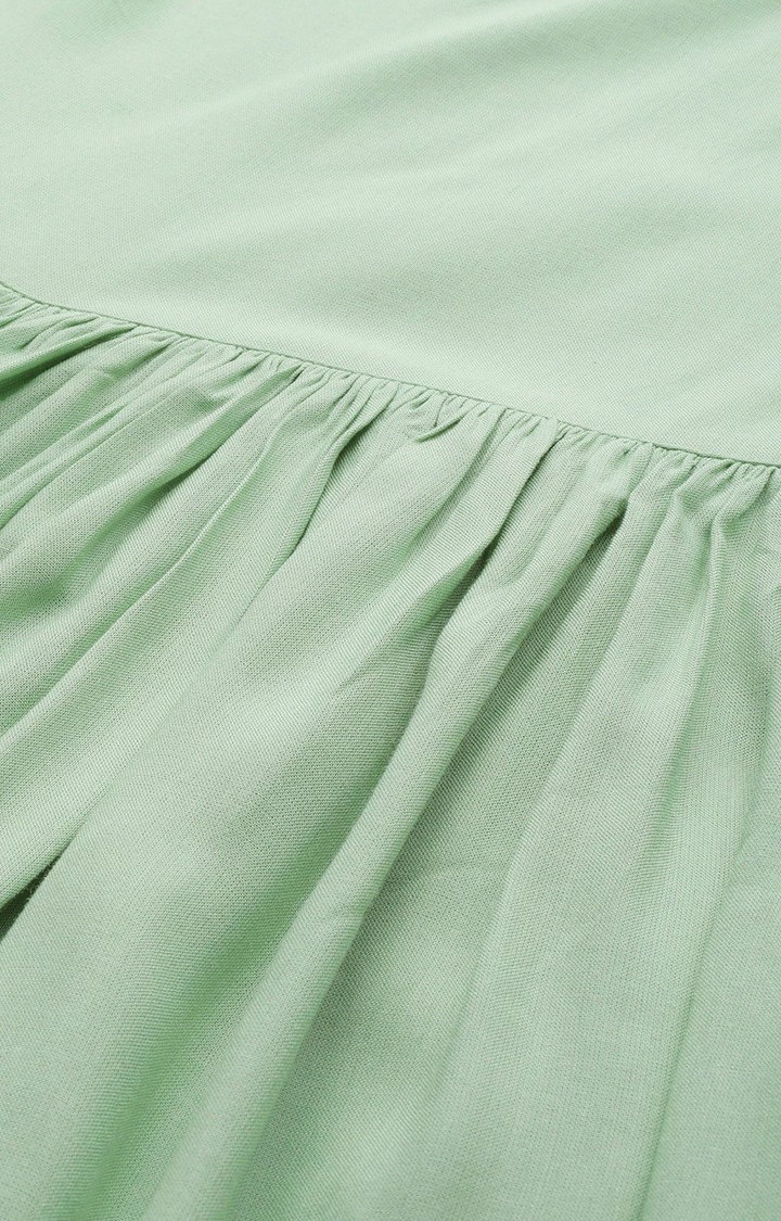 ANTARAN | Women Green And Mustard Floral Layered Maxi Dress 4