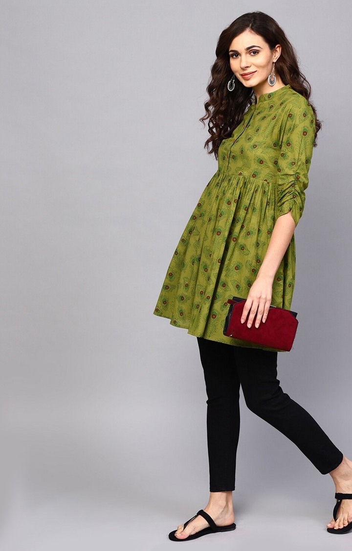Women Green Printed Tunic