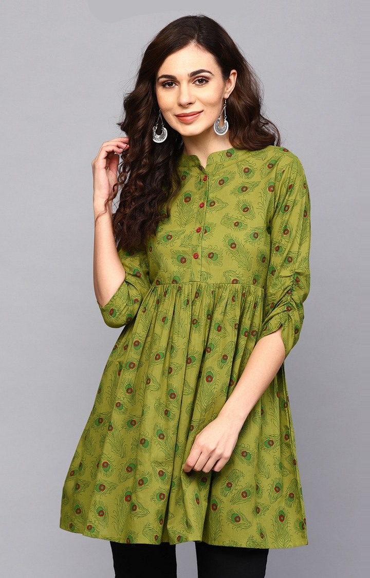 Women Green Printed Tunic