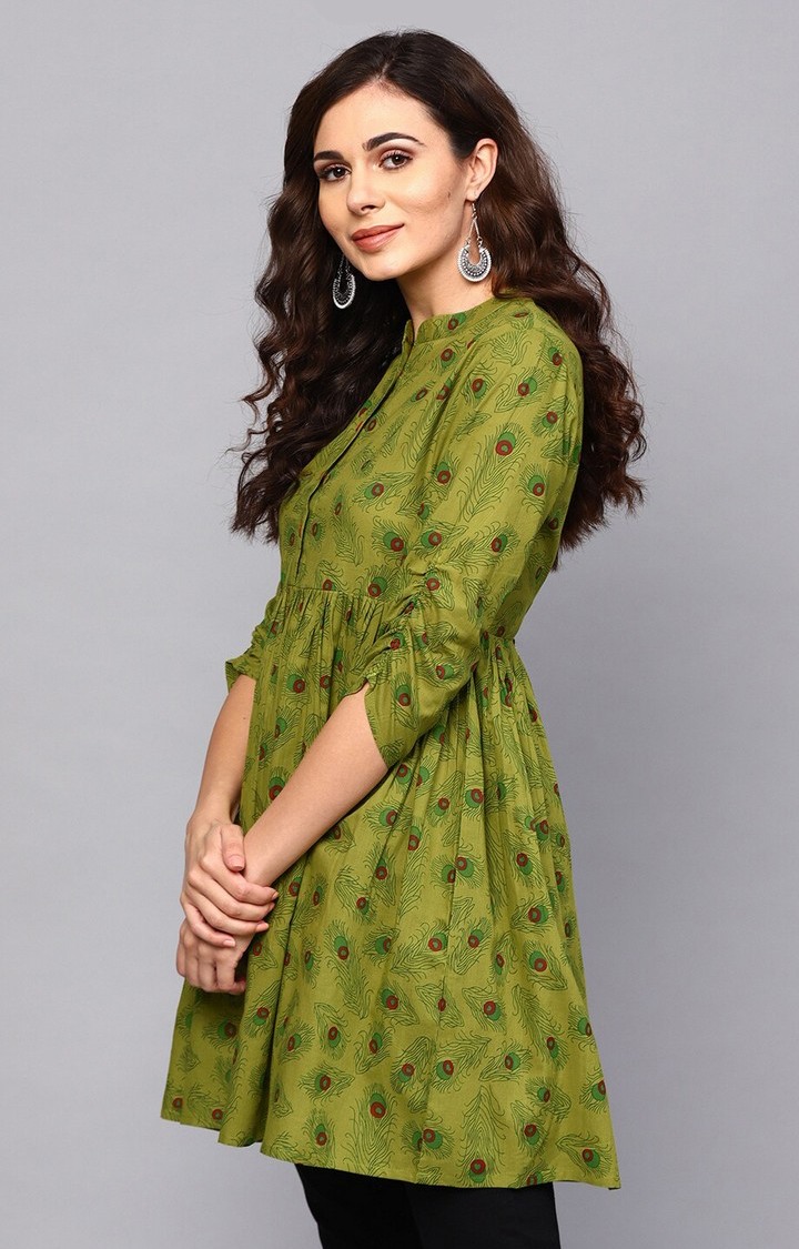 Women Green Printed Tunic