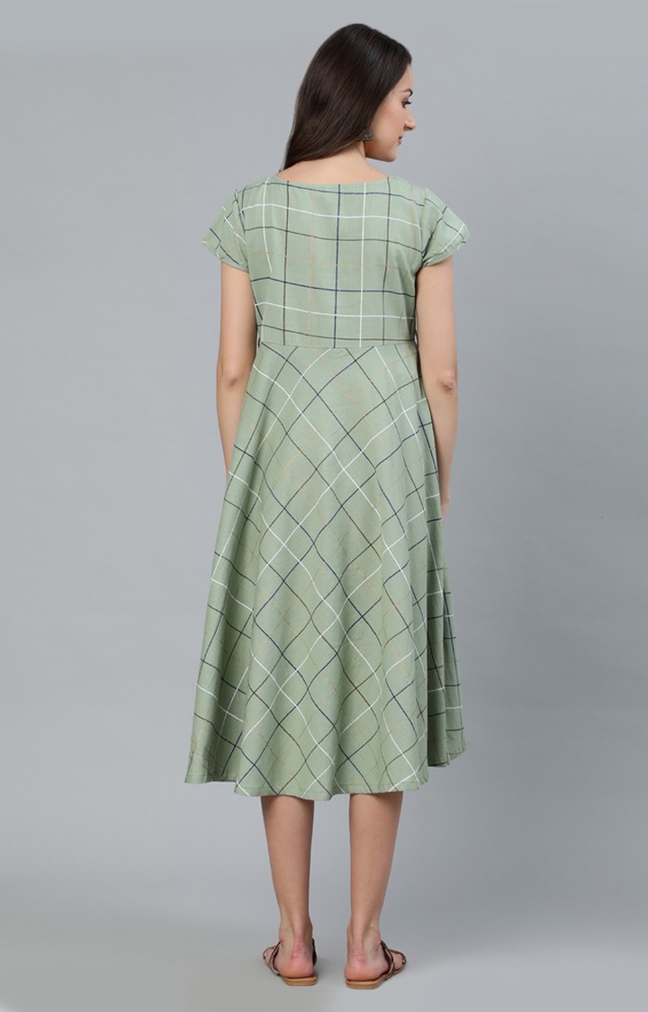 ANTARAN | Green Checked Maternity Dress 2