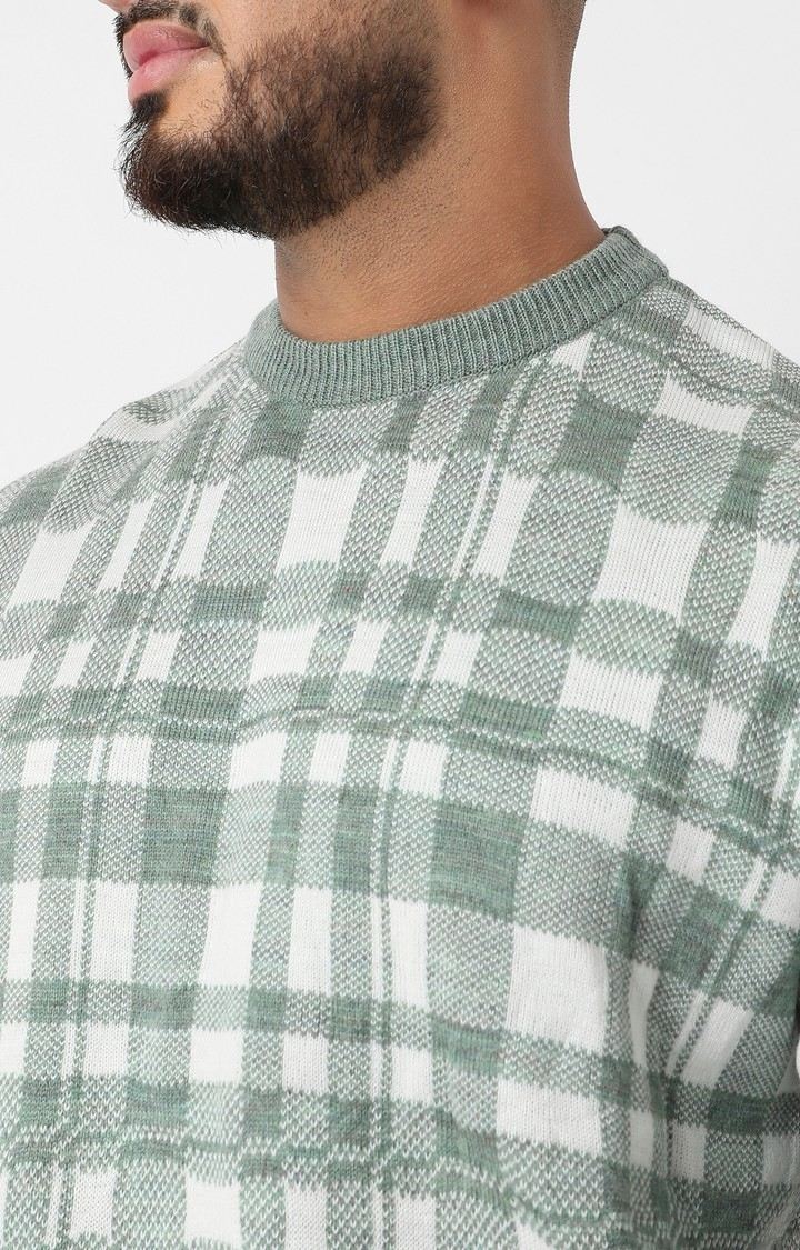 Men's Green Checked Sweaters