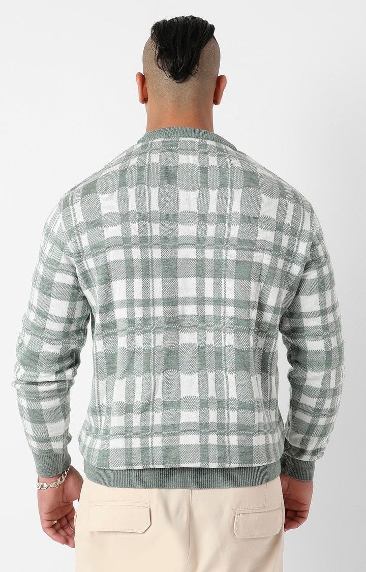 Men's Green Checked Sweaters