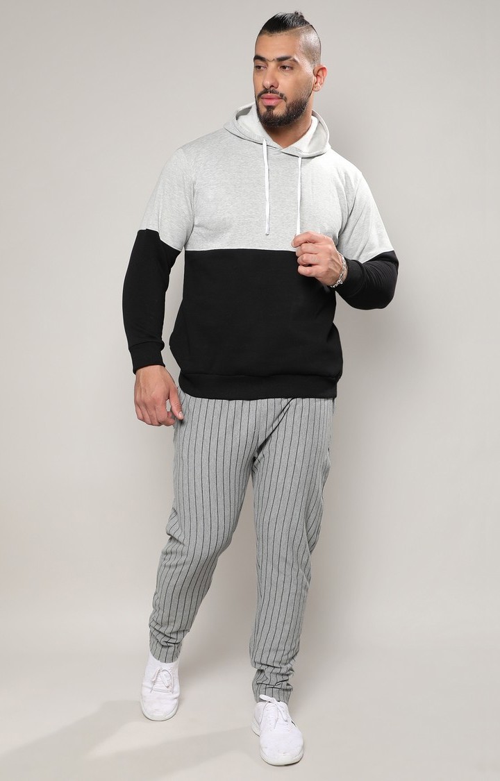 Men's Grey Colourblock Hoodies