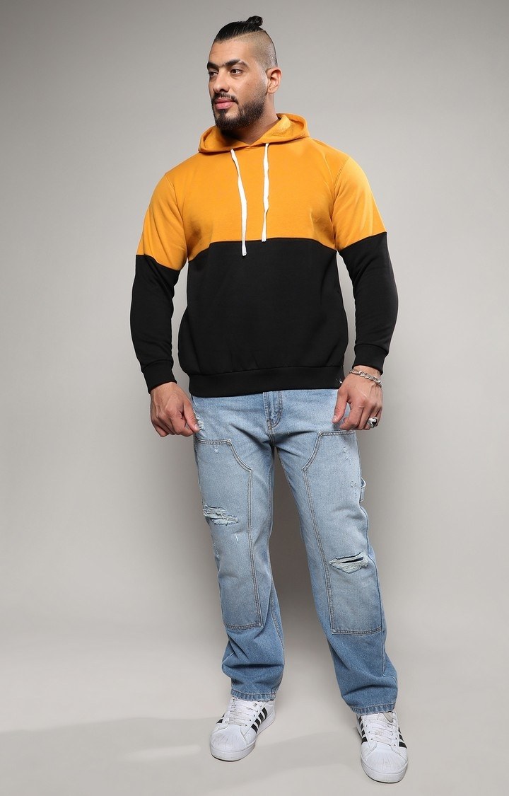 Men's Yellow Colourblock Hoodies