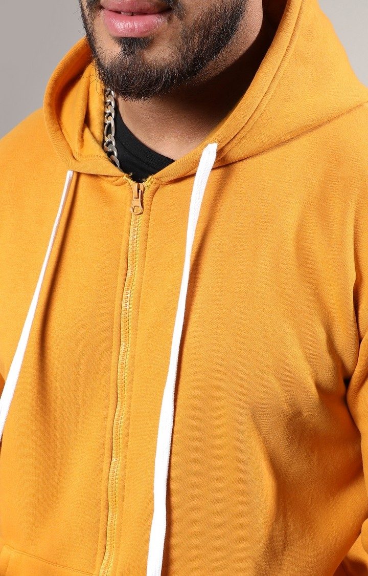 Men's Yellow Solid Hoodies