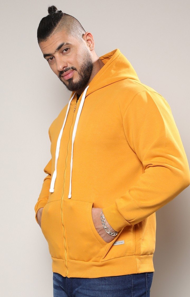 Men's Yellow Solid Hoodies