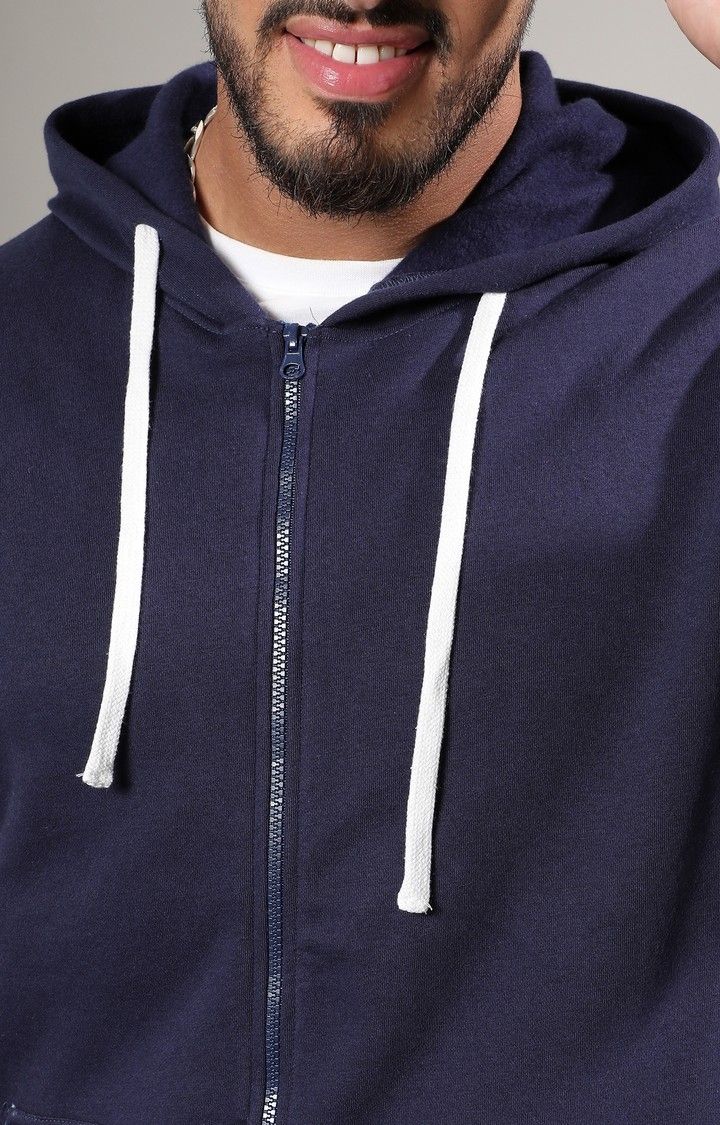 Men's Blue Solid Hoodies