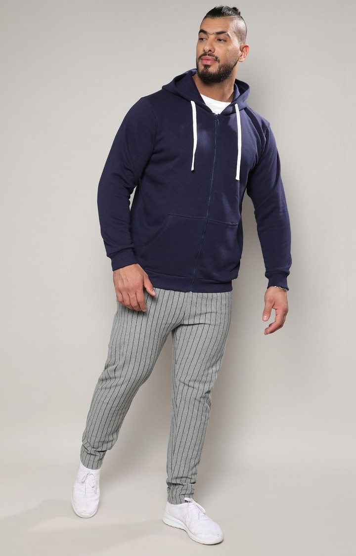 Men's Blue Solid Hoodies