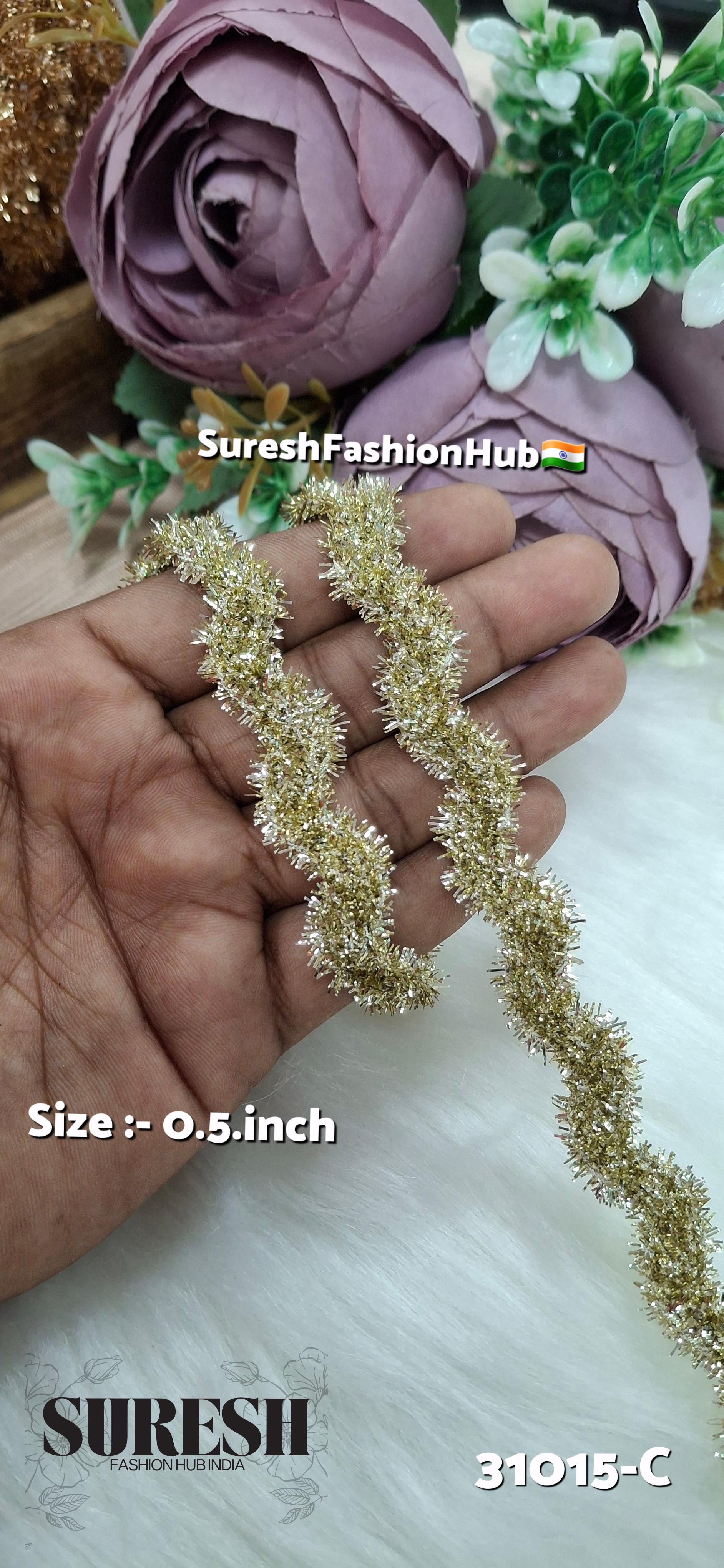 Light Gold Wavy Fringe Jhalar Lace