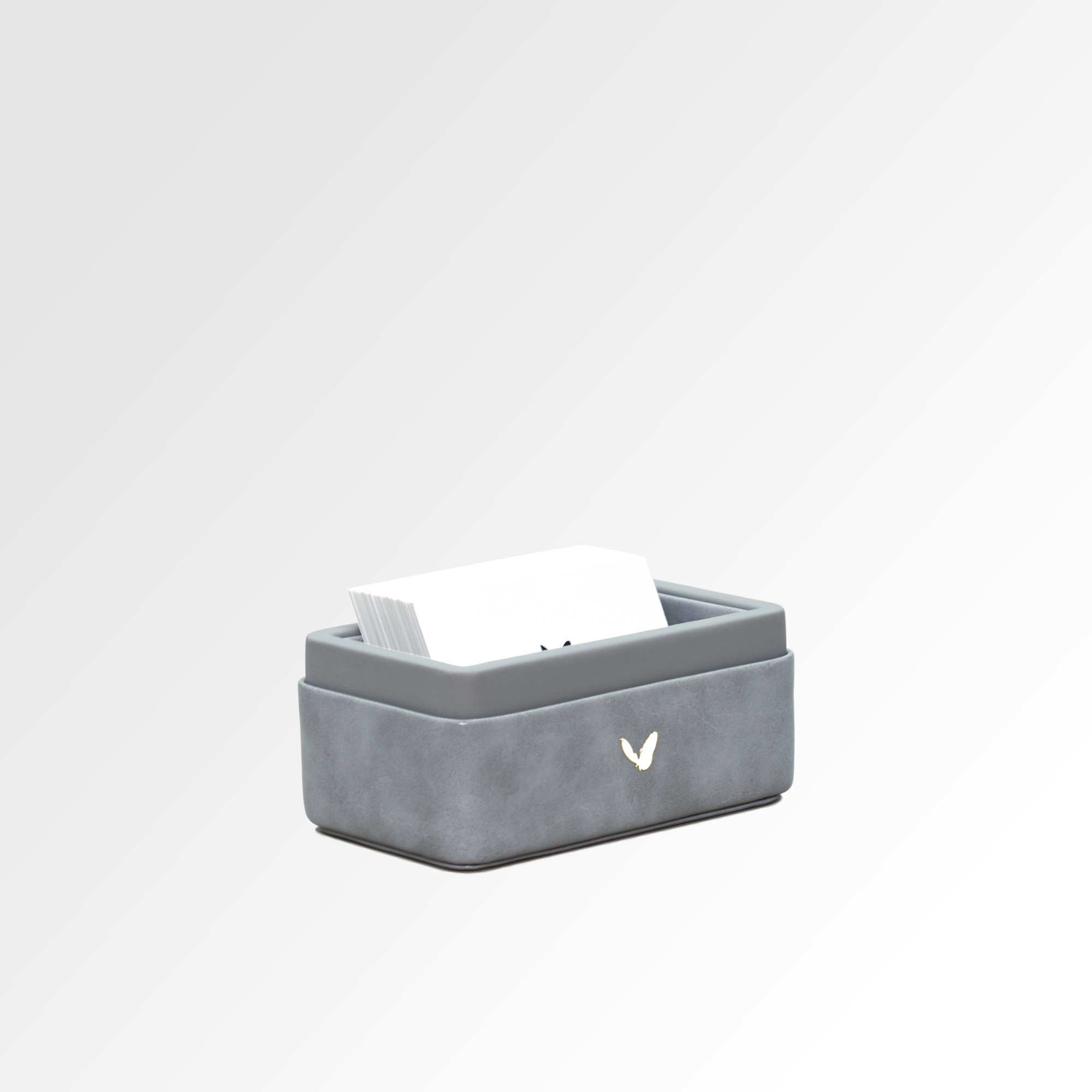 Visiting Card Holder for Desk | Faux Leather | Rectangular | Moderno | Grey