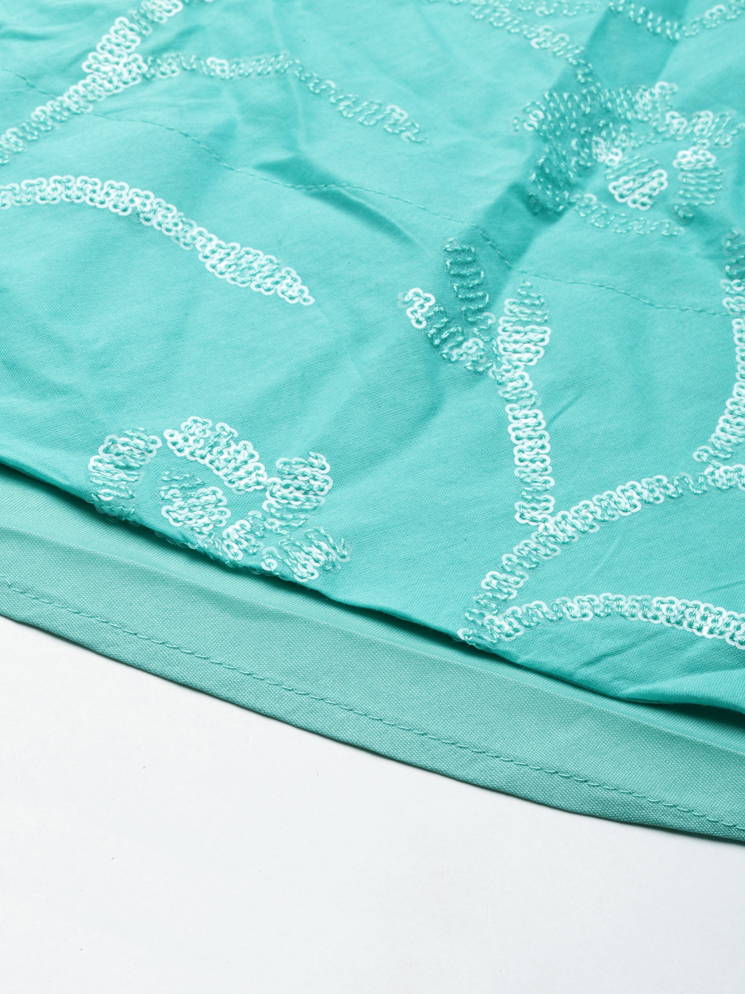 SHOWOFF Women's Ankle Length Embellished Anarkali Sea Green Kurta