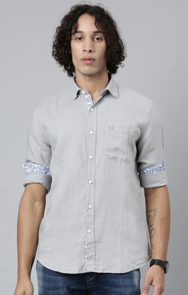 Ecentric | MI: Men Grey Hemp Full Sleeves Shirt