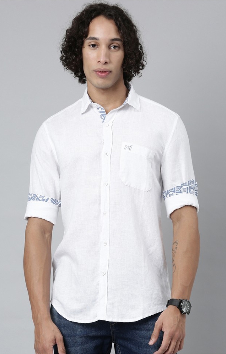 Ecentric | MI: Men White Hemp Full Sleeves Shirt