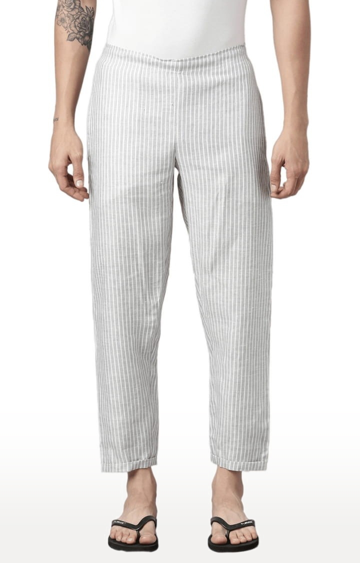 Ecentric | Men's Grey Stripes Hemp Casual Pant 0