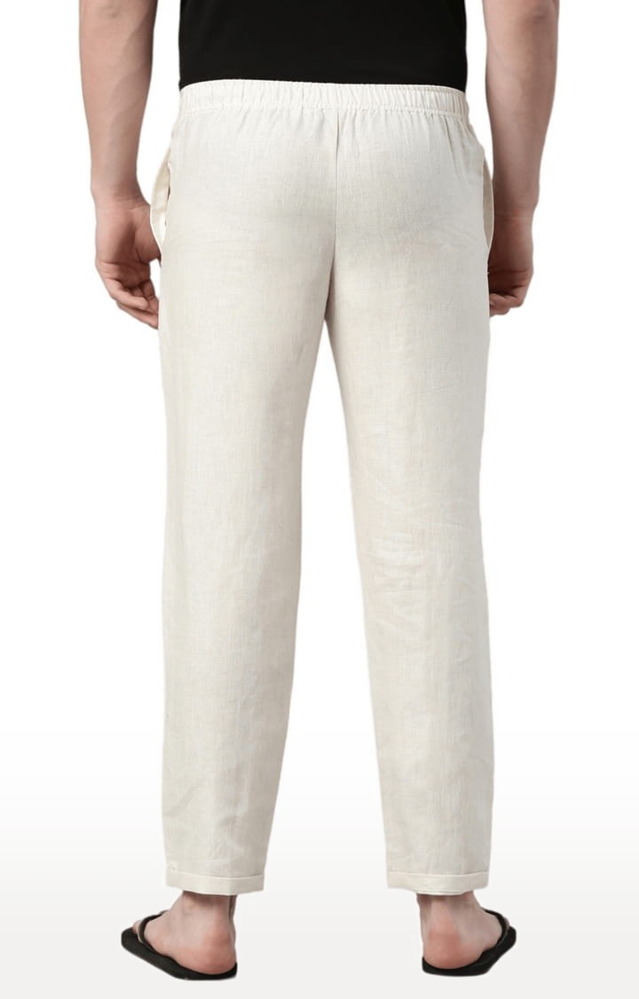 Ecentric | Men's Off White Solid Hemp Casual Pant 3