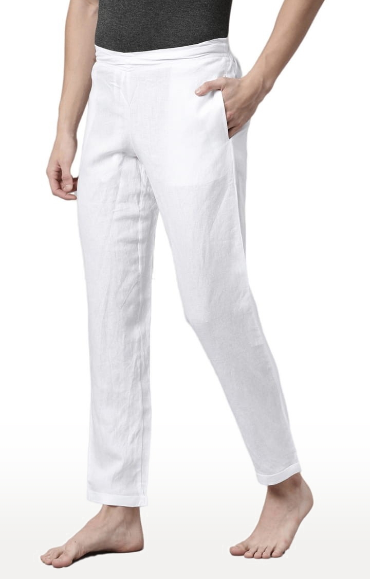 Ecentric | Men's White Solid Hemp Casual Pant 2