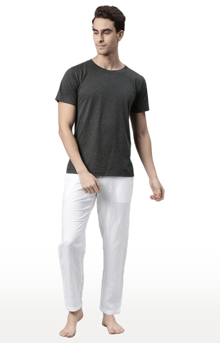 Ecentric | Men's White Solid Hemp Casual Pant 1
