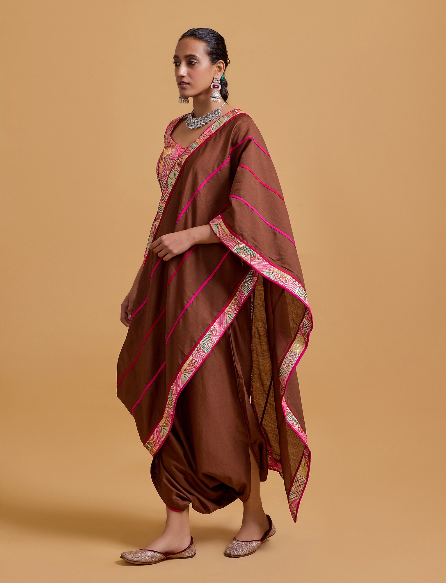 Mithai Brown Harem Saree