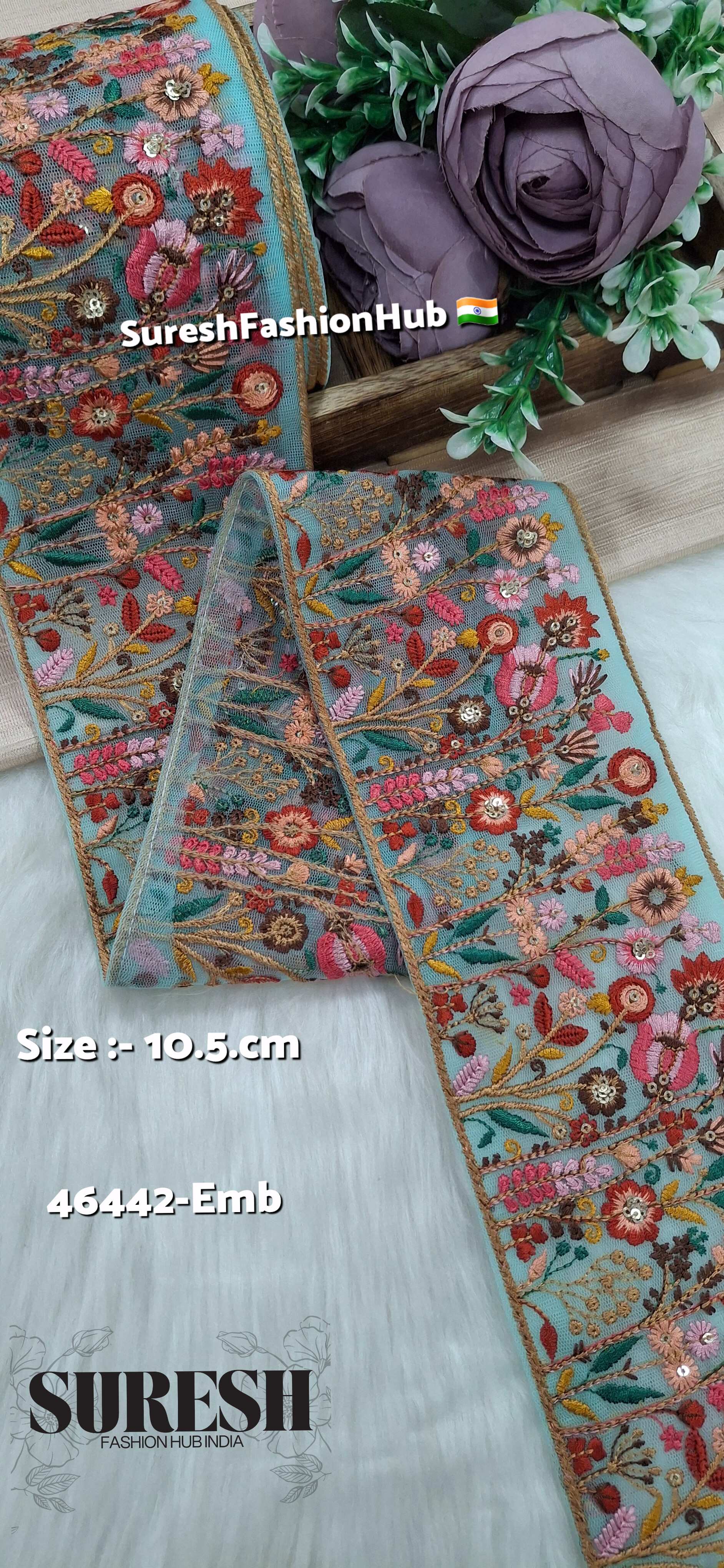 Aqua Blossom Designer Lace (Aqua Green)
