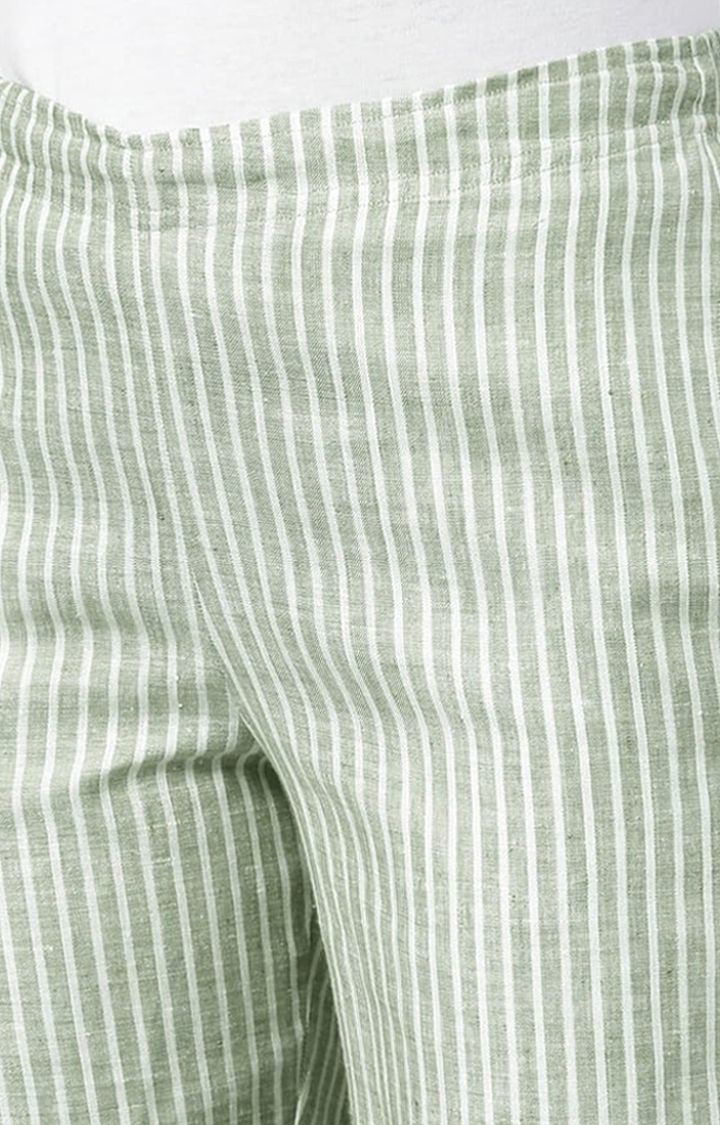 Women's Olive Stripes Hemp Casual Pant