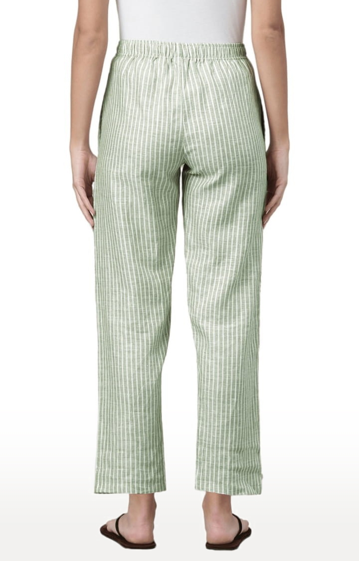 Ecentric | Women's Olive Stripes Hemp Casual Pant 3