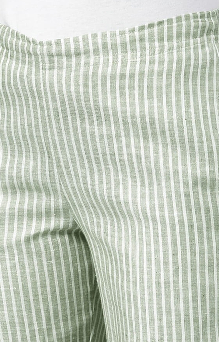 Ecentric | Women's Olive Stripes Hemp Casual Pant 4