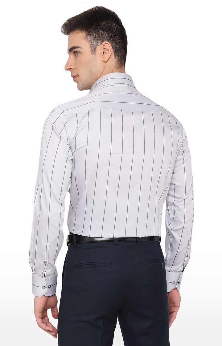 JadeBlue | JBSL323/2,ASH GREY BLUE LNG Men's Grey Cotton Striped Formal Shirts 3