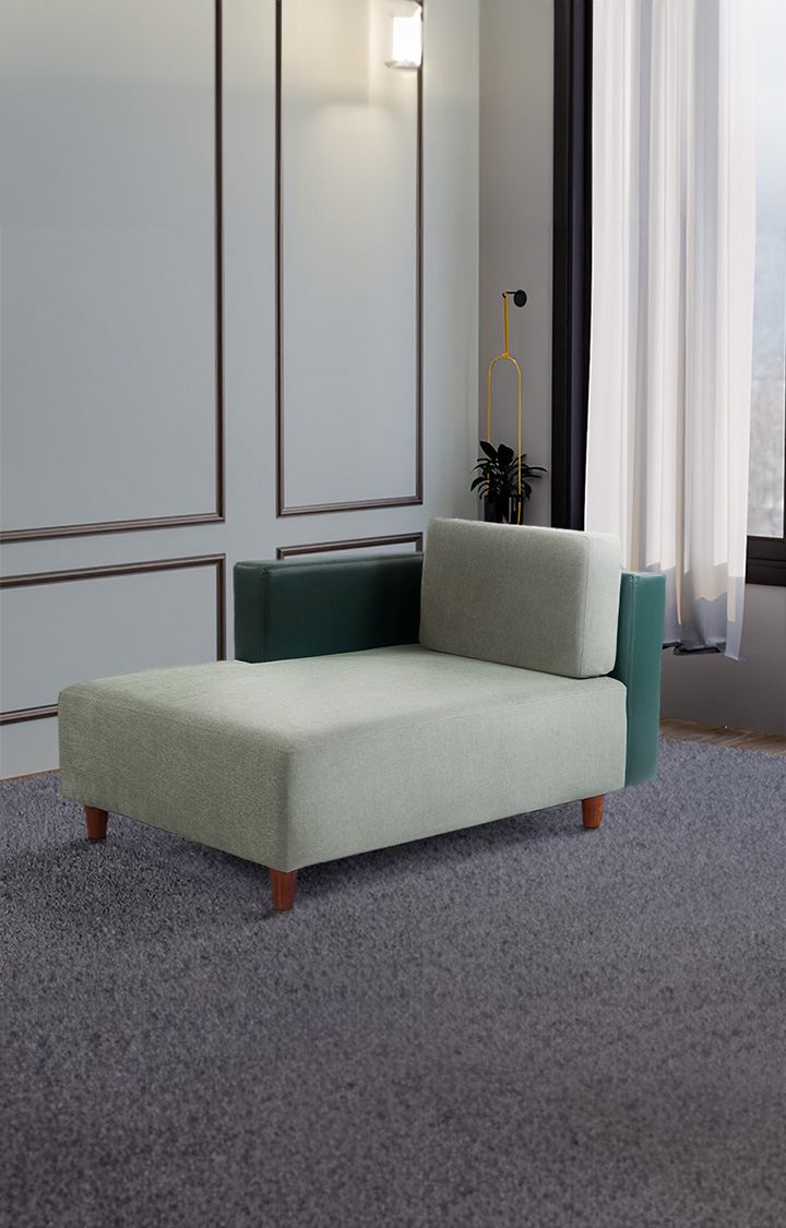 neudot Hailey Fabric Right Aligned Chaise Lounger in Misty Green|RHS | for Living Room| Guest Room | Dual Color