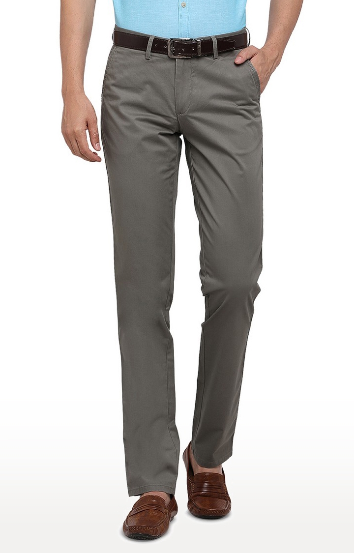 JadeBlue | JBCT129/2,PISTA SELF Men's Grey Cotton Solid Trousers 2