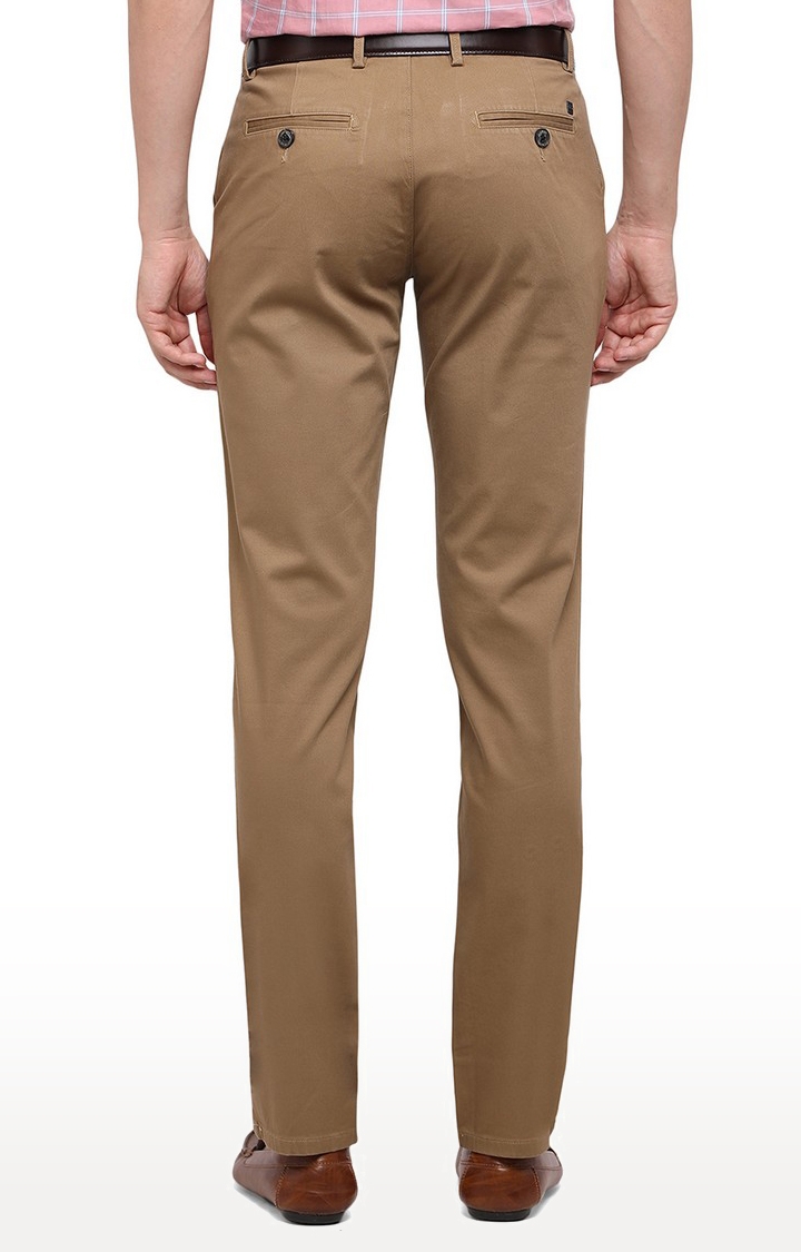JadeBlue | JBCT131/1,DARK KHAKHI SELF Men's Beige Cotton Solid Trousers 3