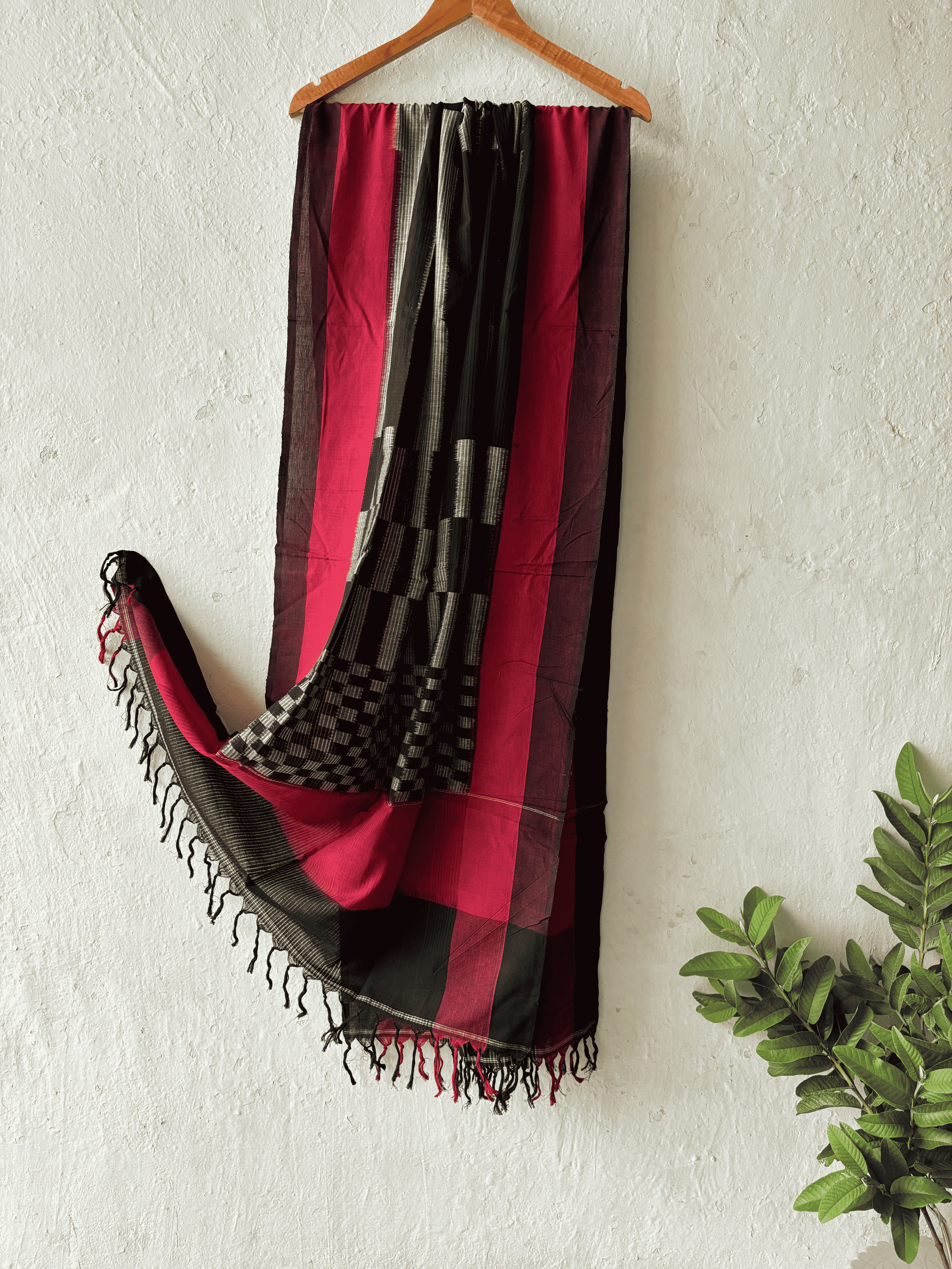 Cotton Missing Weave Stripe Ikat Duppata